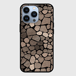 Чехол для iPhone 13 Pro Черно-коричневая текстура камня, цвет: 3D-черный