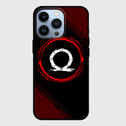 Чехол для iPhone 13 Pro Символ God of War и краска вокруг на темном фоне, цвет: 3D-черный