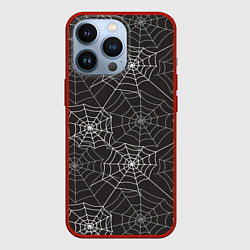 Чехол для iPhone 13 Pro Паутинка паттерн, цвет: 3D-красный