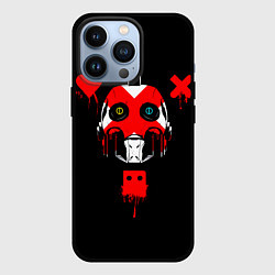 Чехол для iPhone 13 Pro Love death and robots белый робот c крестом на лиц, цвет: 3D-черный