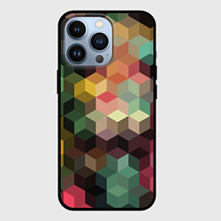 Чехол для iPhone 13 Pro Разноцветный геометрический узор 3D, цвет: 3D-черный