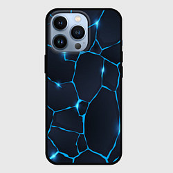 Чехол для iPhone 13 Pro Синие разломы, цвет: 3D-черный
