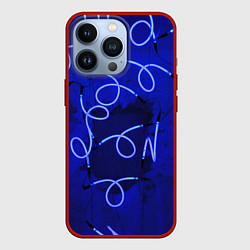 Чехол для iPhone 13 Pro Неоновые закрученные фонари - Синий, цвет: 3D-красный