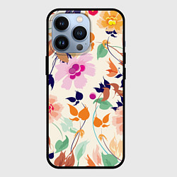 Чехол для iPhone 13 Pro Summer floral pattern, цвет: 3D-черный