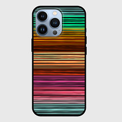 Чехол для iPhone 13 Pro Multicolored thin stripes Разноцветные полосы, цвет: 3D-черный