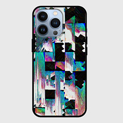 Чехол для iPhone 13 Pro Glitch Abstract squares Глитч Абстрактные квадраты, цвет: 3D-черный