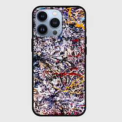 Чехол для iPhone 13 Pro Холст забрызганный краской Fashion trend, цвет: 3D-черный