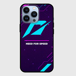 Чехол для iPhone 13 Pro Символ Need for Speed в неоновых цветах на темном, цвет: 3D-черный