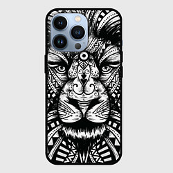 Чехол для iPhone 13 Pro Черно белый Африканский Лев Black and White Lion, цвет: 3D-черный