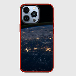 Чехол для iPhone 13 Pro Земля из космоса - Жёлтый, цвет: 3D-красный