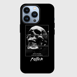 Чехол для iPhone 13 Pro Skull with inscriptions, цвет: 3D-черный