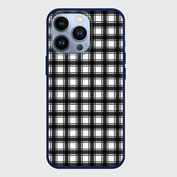 Чехол для iPhone 13 Pro Black and white trendy checkered pattern, цвет: 3D-тёмно-синий