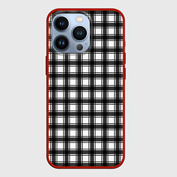 Чехол для iPhone 13 Pro Black and white trendy checkered pattern, цвет: 3D-красный