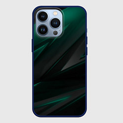 Чехол для iPhone 13 Pro Бирюзовый черный фон, цвет: 3D-тёмно-синий