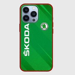 Чехол для iPhone 13 Pro Skoda abstraction sport, цвет: 3D-красный