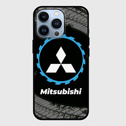 Чехол для iPhone 13 Pro Mitsubishi в стиле Top Gear со следами шин на фоне, цвет: 3D-черный
