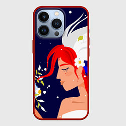 Чехол для iPhone 13 Pro Русская девушка с триколором на волосах, цвет: 3D-красный