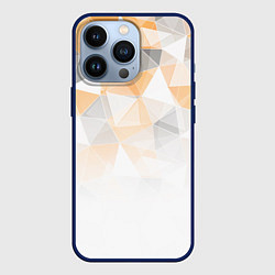 Чехол для iPhone 13 Pro Однотонный белый и желто-серый геометрический, цвет: 3D-тёмно-синий
