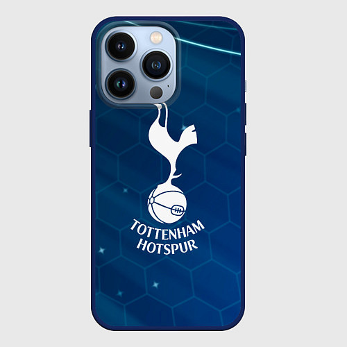 Чехол iPhone 13 Pro Tottenham hotspur Соты абстракция / 3D-Тёмно-синий – фото 1