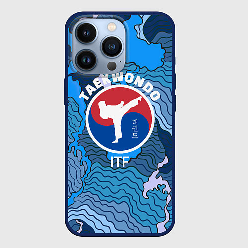 Чехол iPhone 13 Pro ТХЭКВОНДО ITF МОРСКИЕ ВОЛНЫ / 3D-Тёмно-синий – фото 1