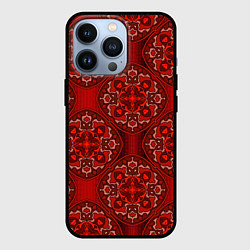 Чехол для iPhone 13 Pro Красные абстрактные круглые узоры, цвет: 3D-черный