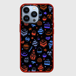 Чехол для iPhone 13 Pro Паттерн из тортов, пирожных и других сладостей, цвет: 3D-красный