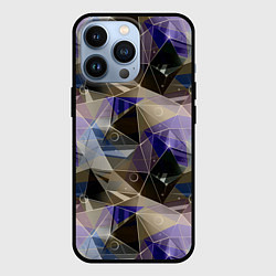 Чехол для iPhone 13 Pro Полигональный абстрактный: бежевый, коричневый, си, цвет: 3D-черный