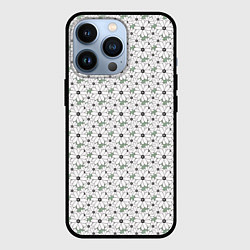 Чехол для iPhone 13 Pro Белые ромашки на зеленом текстурированном фоне, цвет: 3D-черный