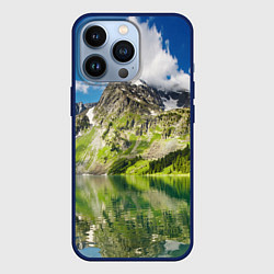 Чехол для iPhone 13 Pro Живописное горное озеро, цвет: 3D-тёмно-синий