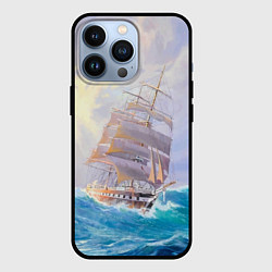 Чехол для iPhone 13 Pro Фрегат в штормовом океане, цвет: 3D-черный