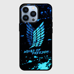 Чехол iPhone 13 Pro Attack on Titan wings of freedom - neon