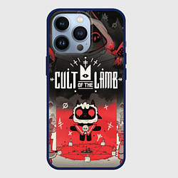 Чехол для iPhone 13 Pro Cult of the lamb ритуал, цвет: 3D-тёмно-синий