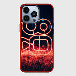 Чехол для iPhone 13 Pro Неоновая камера во тьме, цвет: 3D-красный