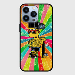 Чехол для iPhone 13 Pro Барт Симпсон весь в татухах со скейтбордом, цвет: 3D-черный