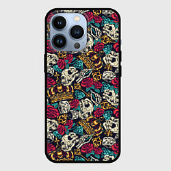 Чехол для iPhone 13 Pro Тату короны и бриллианта, цвет: 3D-черный