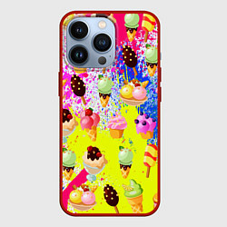 Чехол для iPhone 13 Pro Вкусные Мороженки, цвет: 3D-красный