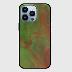 Чехол iPhone 13 Pro Зелёные и красные волны красок