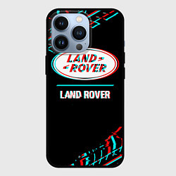Чехол для iPhone 13 Pro Значок Land Rover в стиле glitch на темном фоне, цвет: 3D-черный