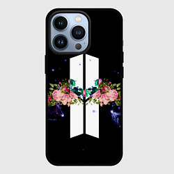 Чехол для iPhone 13 Pro BTS Flowers In Space, цвет: 3D-черный