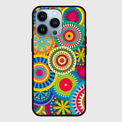 Чехол для iPhone 13 Pro Мандала-Цветы, цвет: 3D-черный