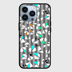 Чехол для iPhone 13 Pro Abstract pattern on striped gray background, цвет: 3D-черный