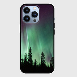 Чехол для iPhone 13 Pro Сияние над лесом, цвет: 3D-черный
