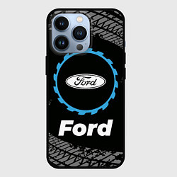 Чехол для iPhone 13 Pro Ford в стиле Top Gear со следами шин на фоне, цвет: 3D-черный