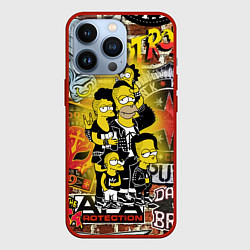 Чехол для iPhone 13 Pro Simpsons & Punks not dead! Motto!, цвет: 3D-красный