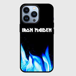 Чехол для iPhone 13 Pro Iron Maiden blue fire, цвет: 3D-черный