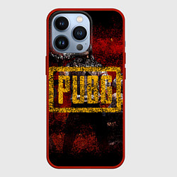 Чехол для iPhone 13 Pro PUBG red theme, цвет: 3D-красный