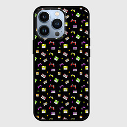 Чехол для iPhone 13 Pro 90s pattern on black, цвет: 3D-черный