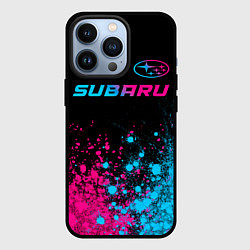 Чехол iPhone 13 Pro Subaru - neon gradient: символ сверху