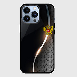 Чехол для iPhone 13 Pro Герб РФ киберпанк, цвет: 3D-черный
