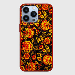 Чехол для iPhone 13 Pro Хохлома роспись, цвет: 3D-красный